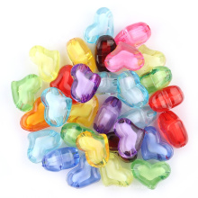 100 piezas de cuentas de corazón de acrílico de colores cuentas de cristal